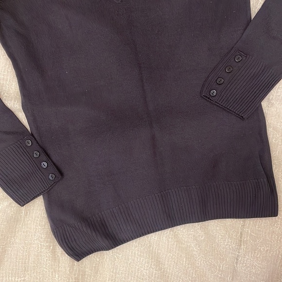 M&S dark blue black V- neck sweater - Picture 6 of 8